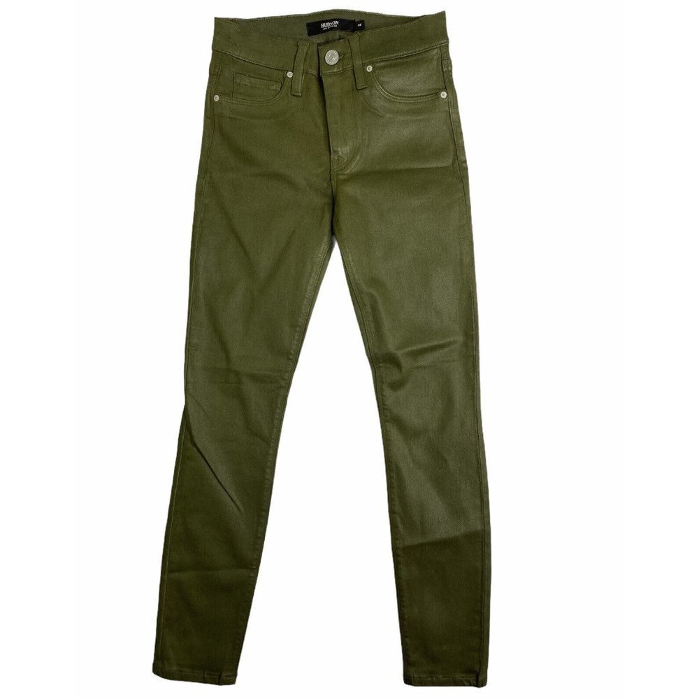 Hudson Womens Olive Stretch Nico Mid Rise Ankle Super Skinny Jeans Size 25